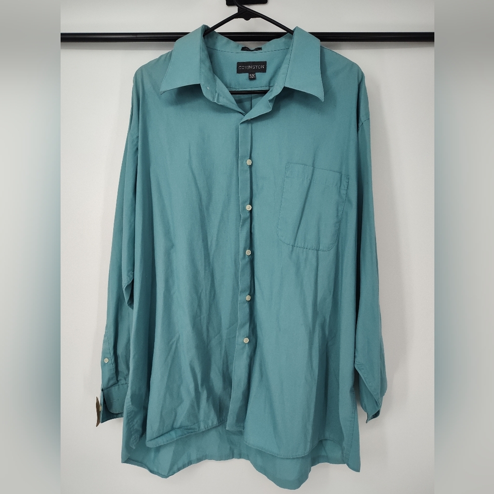 Covington Mens Teal Button-Up Shirt Size XXL